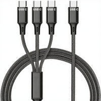 Kabel Pengisian Daya 3 in 1 USB 2.0 ke Tipe C dengan Pelindung Anyaman dan Jaket Nilon untuk Ponsel & Tablet Android