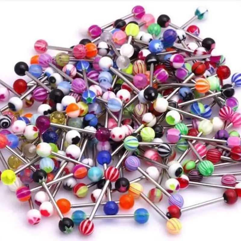 Gemengde Kleur Tong Tepel Bar Ring Barbell Body Piercing Sieraden