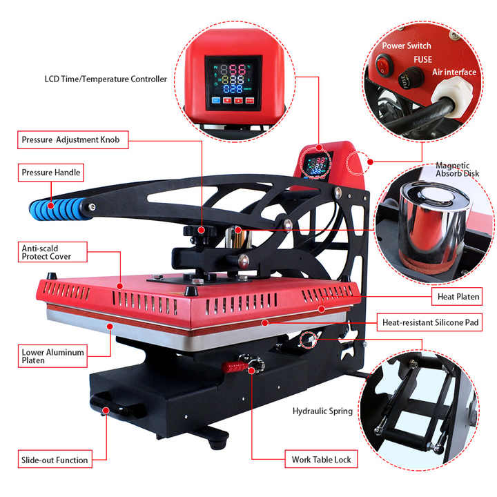 New Style Pull Away 40*60 cm Sublimation Transfer Auto-open Magnetic Heat Press Machine with Drawer