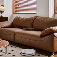 112097 Quanu luxe 2 places nouveau modèle duvet d'oie remplissage confortable en cuir véritable Vintage canapé en cuir souple canapé Design maison