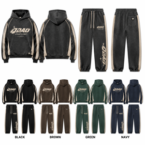 Custom logo <b>Men</b> <b>Sweat</b> <b>Suit</b> Acid Wash <b>Sweat</b> <b>Suit</b> 3D Embroidered Oversized Hoodie Jogger Pants Set Panel Design Streetwear - Product Image 3