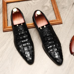 Chaussures habillées de bureau pour hommes en cuir véritable, style Oxford, à bout pointu, à lacets, légères et antidérapantes, nouvelle collection printemps, qualité supérieure, design original - Product Image 1