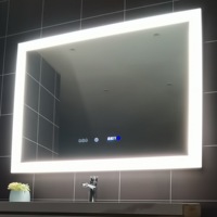 Miroir de salle de bain LED intelligent à intensité variable, personnalisé en usine, rectangulaire, moderne, avec fonction anti-buée, éclairage LED mural, miroir de vanité OEM