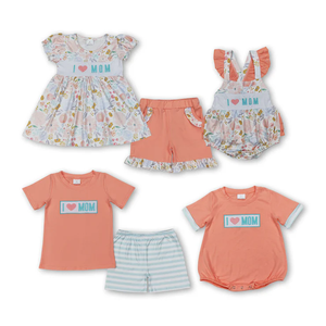 Toddler Baby Girls Embroidery Mama's Girl Floral Print Ruffle Shorts Set Casual Two-Piece Outfits for Mother's Day Wear - Product Image 4