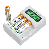 PUJIMAX Lot de 4 piles rechargeables AA 2000mAh et chargeur Offre Spéciale microphone à verrouillage par empreinte digitale et voitures jouets pour appareil photo