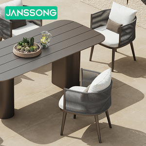 ชุดโต๊ะรับประทานอาหารกลางแจ้งสำหรับโรงแรม ชุดโต๊ะและเก้าอี้สำหรับสวน เฟอร์นิเจอร์สวน ชุดโต๊ะรับประทานอาหารกลางแจ้ง เก้าอี้รับประทานอาหารกลางแจ้งแบบเชือก ชุดโต๊ะรับประทานอาหารอลูมิเนียมสำหรับลานบ้าน - Product Image 3