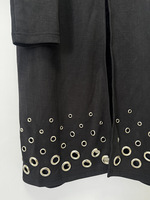 Ensemble jupe et haut court OUDINA élégant en cupro extensible à œillets métalliques, manches longues, pour femme