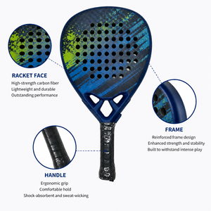 ไม้พายปาเดล Elite Diamond Carbon โครงสร้างเสริมแรง ให้แรงตีทรงพลัง เหมาะสำหรับผู้รักกีฬาพลังสูงระดับสูง รองรับ OEM/ODM - Product Image 3