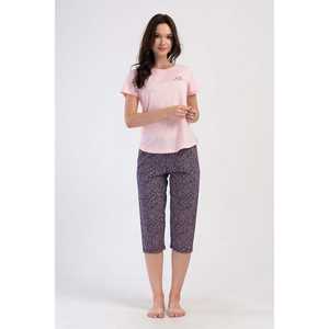 Traje de dormir capri ovalado de manga corta con cuello redondo para mujer - Product Image 4