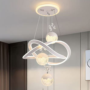 Lampu gantung LED emas Modern akrilik, lampu liontin aluminium tinggi dapat diatur dapat diredupkan untuk rumah ruang tamu (605A/<span class=keywords><strong>3</strong></span> + 1) - Product Image 5