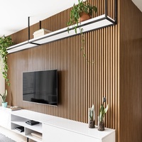 Paneles Decorativos de Pared de PVC Impermeables y Resistentes al Fuego YOUPON, Tablas de Listones Acanalados de Madera y Plástico Compuesto para Revestimiento de Villas, Hoteles y TV