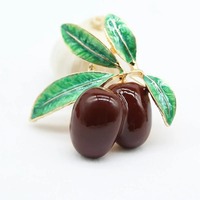 Vrouwen Mannen Fruit Legering Broche Sieraden Rood Groen Olijf Badge