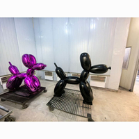 Fait sur mesure en acier inoxydable Chrome ballon chien extérieur Sculpture métal Animal modèle Style Antique plaqué pour cadeau artisanat