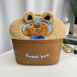 Sweet Bear <b>Toiletry</b> Bag Brown Large Capacity Multifunctional <b>Storage</b> Bag For Bathroom Home Use - Product Image 3
