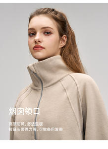 เสื้อสเวตเชิ้ตคอเต่าแบบซิปครึ่งตัว แขนยาวทรงโอเวอร์ไซส์ ผ้าวาฟเฟิล สำหรับผู้หญิง ไซส์พลัส สีพื้น สำหรับฤดูใบไม้ร่วง - Product Image 2