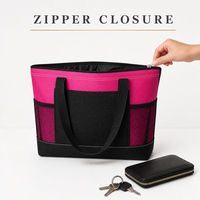 Grand sac fourre-tout à fermeture éclair avec poche avant et poches latérales en filet, impression personnalisée OEM ODM