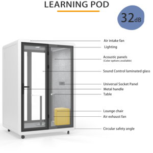 Cabina <span class=keywords><strong>de</strong></span> Oficina Móvil Insonorizada Moderna <span class=keywords><strong>de</strong></span> 2 Plazas, Cabina Acústica para <span class=keywords><strong>Reuniones</strong></span>, Estudio, Teléfono, Privacidad, para Hotel, Escuela - Product Image 4