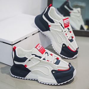 Chaussures de sport décontractées pour hommes, grande taille, en mesh patchwork, plateforme, semelle épaisse, confortables, à lacets, pour tous les jours - Product Image 1