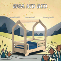 Lit superposé moderne en bois durable EMA 2025 pour tout-petits, en forme de maison, avec rangement, écologique, taille complète pour enfants