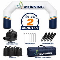 Portique de départ gonflable portable MORNING avec graphismes personnalisés pour les compétitions sportives et les courses caritatives