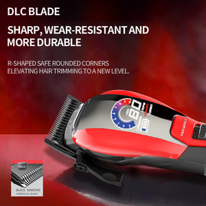 Kemei ProKm-488 Tagliacapelli <span class=keywords><strong>Professionale</strong></span> con Batteria al Litio da 2000mAh, Motore Brushless 9000RPM, Lame DLC, Colore Rosso - Product Image 3