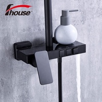 Ensemble de douche numérique LED intelligent thermostatique en laiton avec mitigeur à poignée unique et robinet en céramique, système de douche chaud/froid mural pour salle de bain