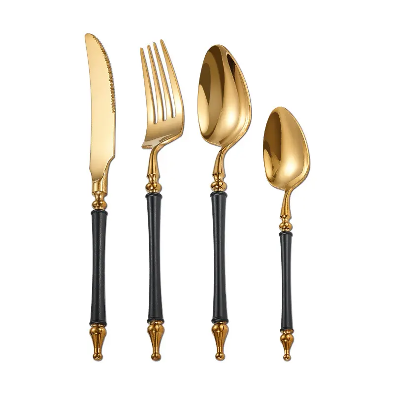 New Arrival Loyal Stainless Steel Knife Fork And Spoon Cutlery Set Color Handle Black Gold Silverware Cutlery