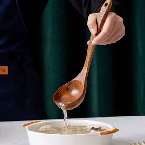 Ustensiles de cuisine en bois d'acacia pour la maison : spatule antiadhésive, cuillères à soupe et à riz, fourchettes à sauce et à salade, outils de cuisine - Product Image 5