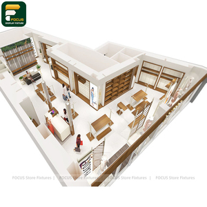 Premium Fashion Shop Apparel Display Cabinet Garment Rack Wall Panel <b>Reception</b> <b>Counter</b> Mirror Fixture - Product Image 3