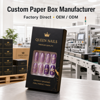 Boîte d'emballage pour faux ongles, carton rigide découpé avec fenêtre, laminé, qualité supérieure, pour présentation en magasin, directement de l'usine