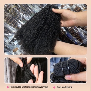 Cheveux vierges afro-kinky couleur naturelle 4C, trame nouée à la main, lot de perruques et extensions de cheveux africains - Product Image 4