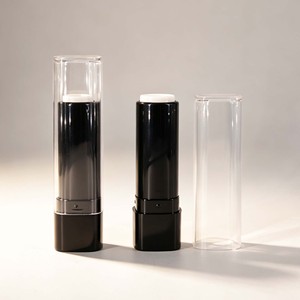 Tubo cuadrado negro vacío para lápiz labial, envase transparente de plástico personalizado para bálsamo labial, estuche de lujo para maquillaje. - Product Image 1