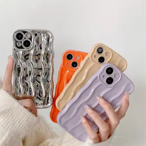 New Trendy Camera Lens Protector Curly Wave Cell Phone Case For iPhone 14 Pro Max 13 12 11 Protective Cover Cheap