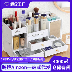 Vanity <b>Mirror</b> With Storage Drawer Makeup Organizer For Desk And Dormitory Use - Product Image 5