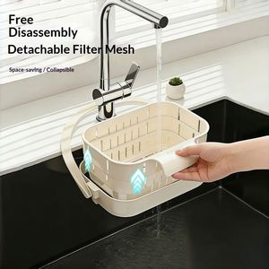 New Style Foldable Hanging Sink Filter Sink Strainer <b>Basket</b> Plastic Kitchen Auto-dump Colander Strainer <b>for</b> Food Waste - Product Image 2