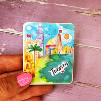 Aimant de réfrigérateur souvenir touristique en bois de haute qualité en gros aimant de dessin animé personnalisé réfrigérateur souvenir tunisie aimant de réfrigérateur
