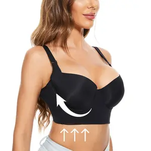 Bra Push Up untuk Wanita Korset Pakaian Pembentuk Atas Bra Penopang Punggung Lebar Bra Postur B C D Cups Soutien Gorge Femme