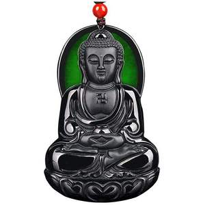 Pendentif Bouddha en jadéite noire naturelle authentique, pendentif pour homme, jade en gros, design original, C215 - Product Image 1