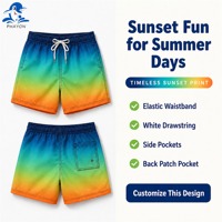 Shorts de plage unisexes Phayon pour enfants, grande taille, été, UPF 50+, séchage rapide, imprimé rayé coucher de soleil, respirant, polyester 120g, taille élastique