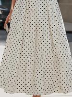 Robe longue élégante sans manches à pois en spandex pour femme, col montant, coupe trapèze, style vintage, idéale pour les cocktails et les invitées de mariage