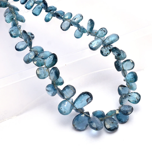 Cuentas de Cianita Musgosa Rara, Facetadas en Forma de Pera, de 4x6mm-8x10mm, Cuentas de Piedras Preciosas Semipreciosas de Cianita Azul Índigo Natural para Joyería - Product Image 1