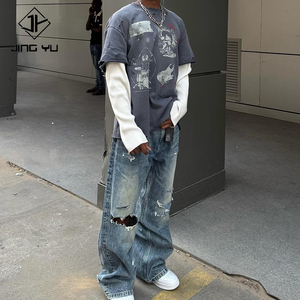 Custom Oversized T Shirt High Quality Acid Wash Graphic <strong>Cotton</strong> <strong>Long</strong> <strong>Sleeve</strong> Vintage Waffle Boxy Double Layer <strong>Long</strong> <strong>Sleeve</strong> T-shirt - Product Image 6