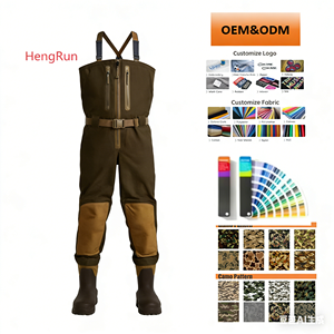 OEM/ODM Vadeadores de Pesca con Mosca para Hombre, de Tela Transpirable, Impermeables de 4 Capas con Soporte de Cadera y Correas Ajustables de 2 Capas - Product Image 1