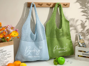 Borsa a <span class=keywords><strong>tracolla</strong></span> con Logo personalizzato in maglia di lusso fatta a mano da donna per la spiaggia estiva - Product Image 5