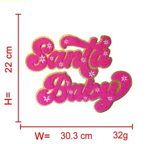 Patch en chenille personnalisé grand format à thermocoller, motif Père Noël Bébé, bord doré/argenté, Joyeux Noël Lumineux - Product Image 3