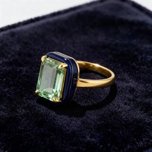 New Top selling 14K Yellow Gold <b>Ring</b> with <b>Green</b> <b>Amethyst</b> - Product Image 1