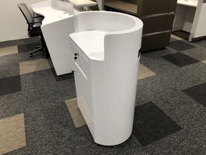<span class=keywords><strong>Bureau</strong></span> de coiffeur, petit format, simple, comptoir de réception de salon, moderne, blanc, or, bande décorative, <span class=keywords><strong>bureau</strong></span> rond - Product Image 4