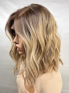 Cheveux européens ombrés blonds avec racine cendrée Doublure en soie sans couture naturelle et réaliste Lace Top Perruque juive pour femmes - Product Image 4