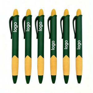 Bolígrafos Deportivos Ecológicos Reciclados, Bolígrafo de Plástico Verde Amarillo con Punta de Bola de Maíz, con Impresión de Logotipo Personalizado, 1.0 mm - Product Image 1