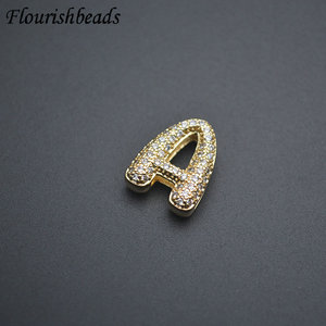 Vendita calda moda metallo ottone CZ pavimentato ventisei lettera a forma di ciondolo alla moda per donna uomo gioielli collana bracciale - Product Image 2